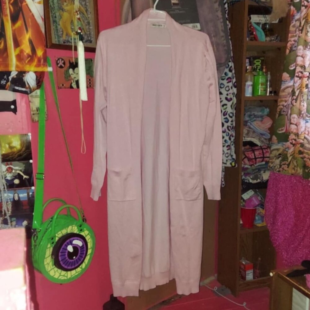 soft pink / rose maxi cardigan